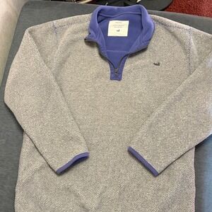 Southern Marsh Men Gray Textured Quarter Zip Pullover Fleece Lined Jacket Size L